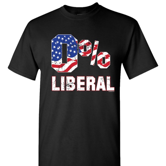 0% Liberal Black T-shirt Conservative Political President Trump American Flag - Picture 1 of 2